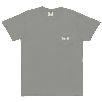 WHITE BOY SUMMER - Originals - "White Boy Summer" - Pocket Printed Cotton Tee - T-Shirt Grey