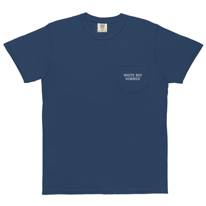 WHITE BOY SUMMER - Originals - "White Boy Summer" - Pocket Printed Cotton Tee - T-Shirt True Navy