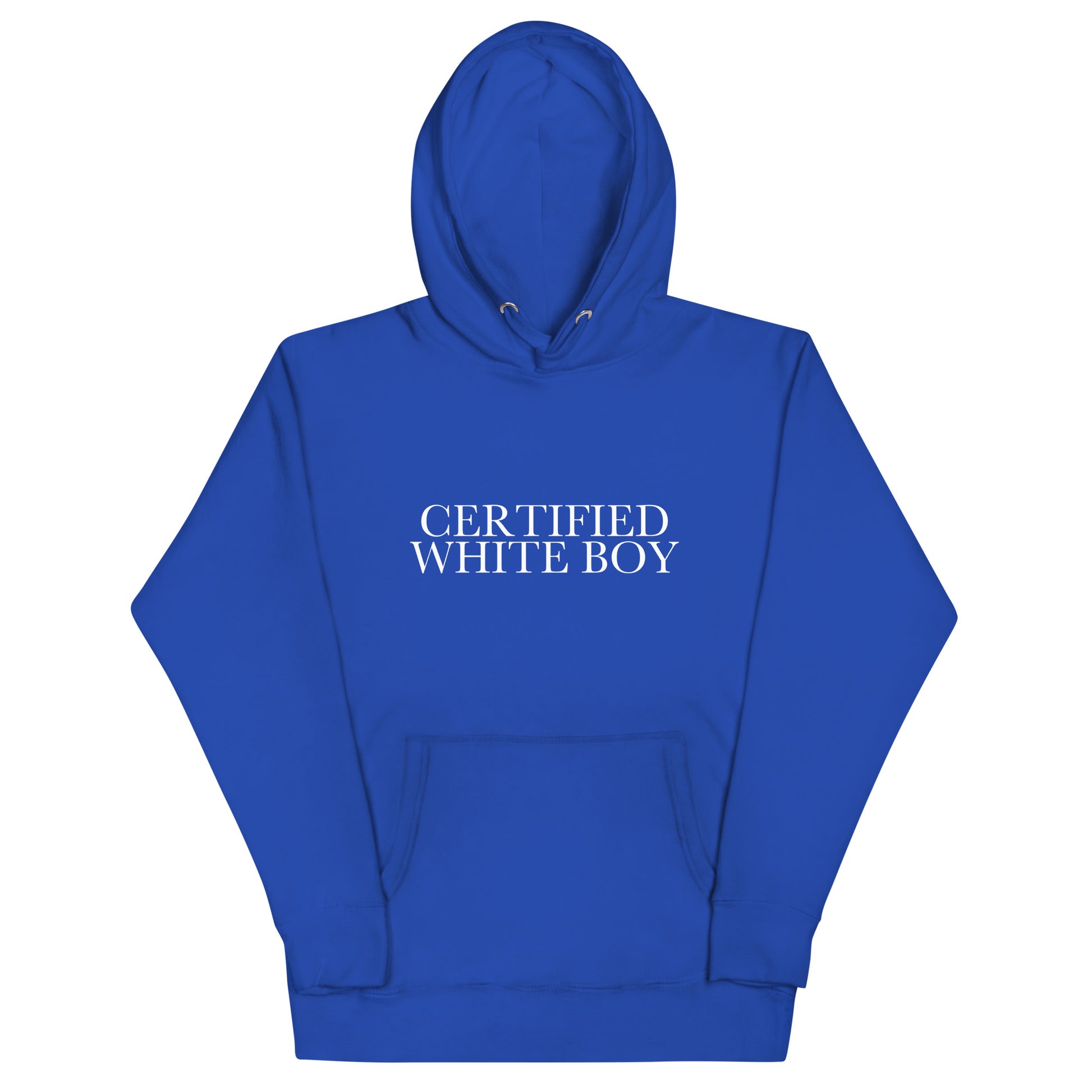 CERTIFIED WHITE BOY Team Royal front mockup