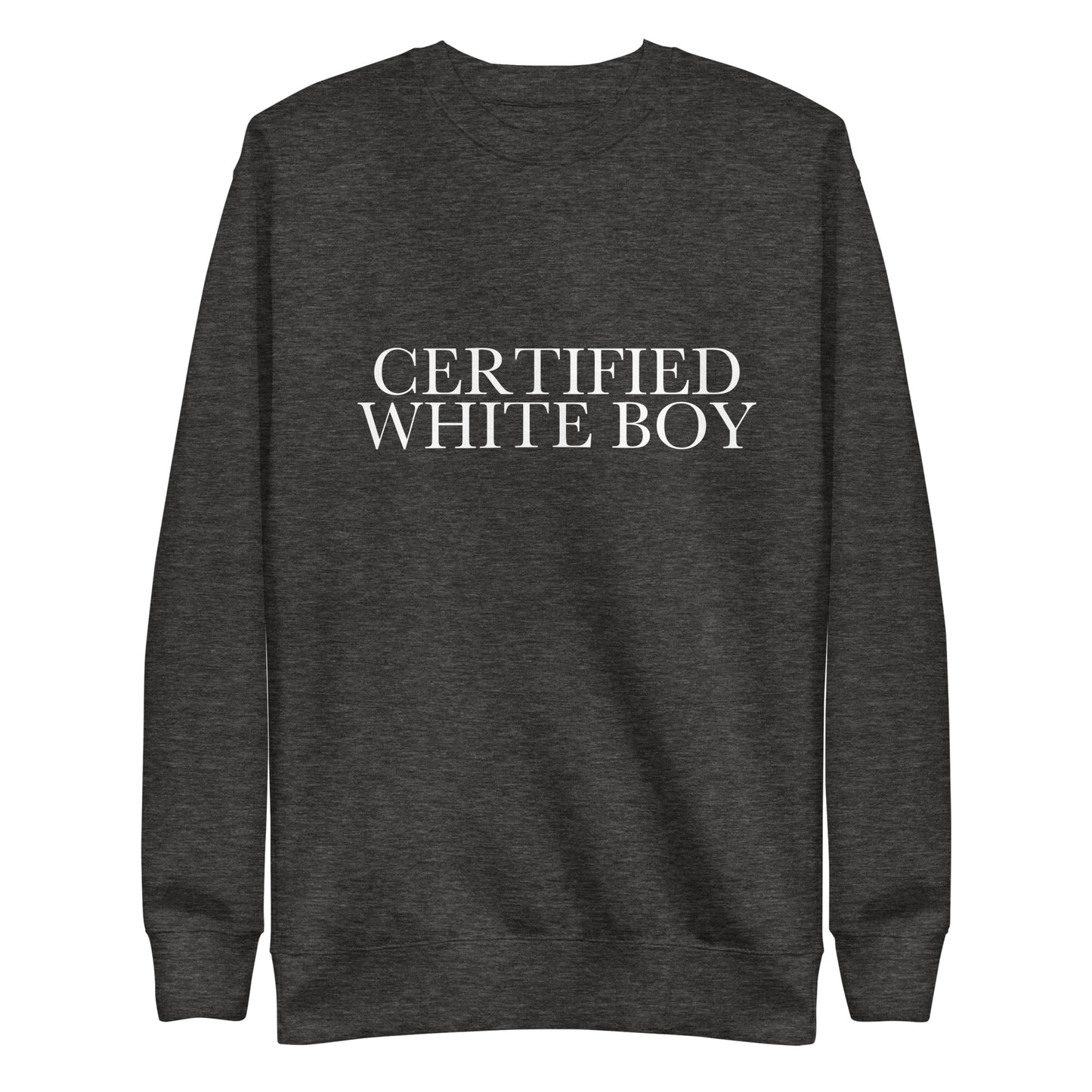 CERTIFIED WHITE BOY Charcoal Heather front mockup