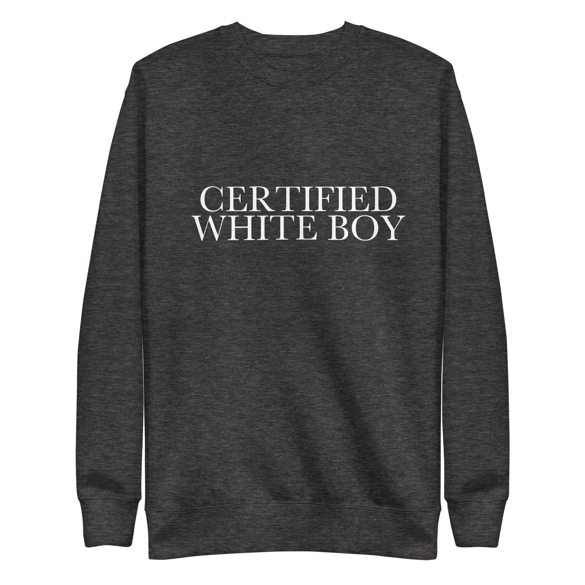 CERTIFIED WHITE BOY Charcoal Heather front mockup