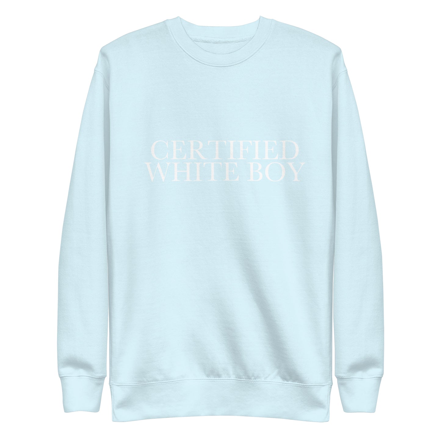 CERTIFIED WHITE BOY Sky Blue front mockup