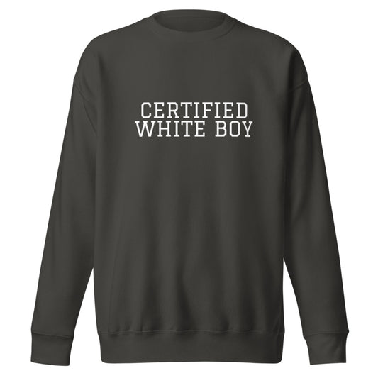 CERTIFIED WHITE BOY Vintage Black front printed mockup Graduate font white background